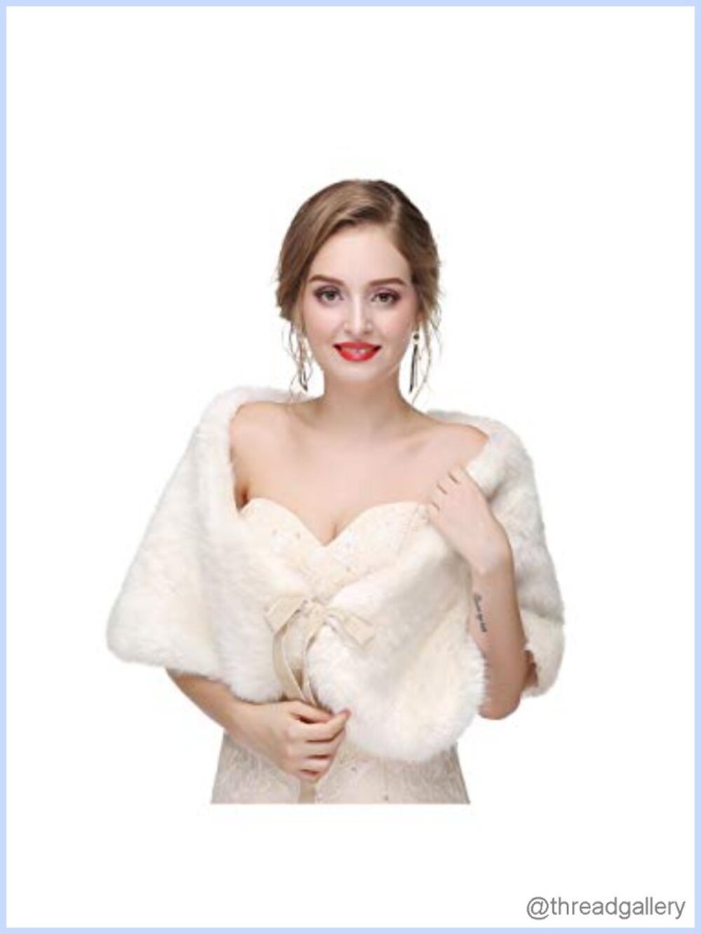 Faux Fur Wedding Wrap Shawl Sleeveless Stole Capelet for Women